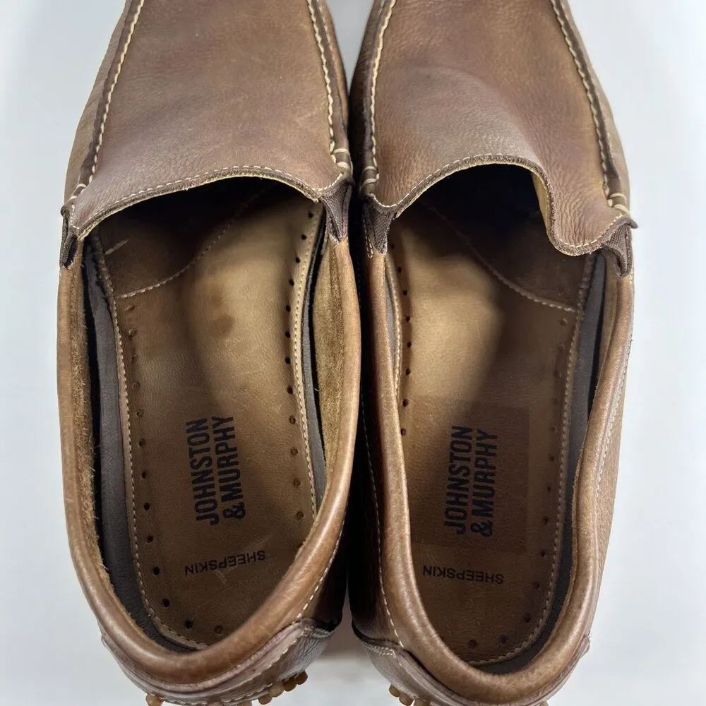 Johnston & Murphy Nichols Venetian Shoes Size 9 M  Tan Sheepskin Driving Loafer